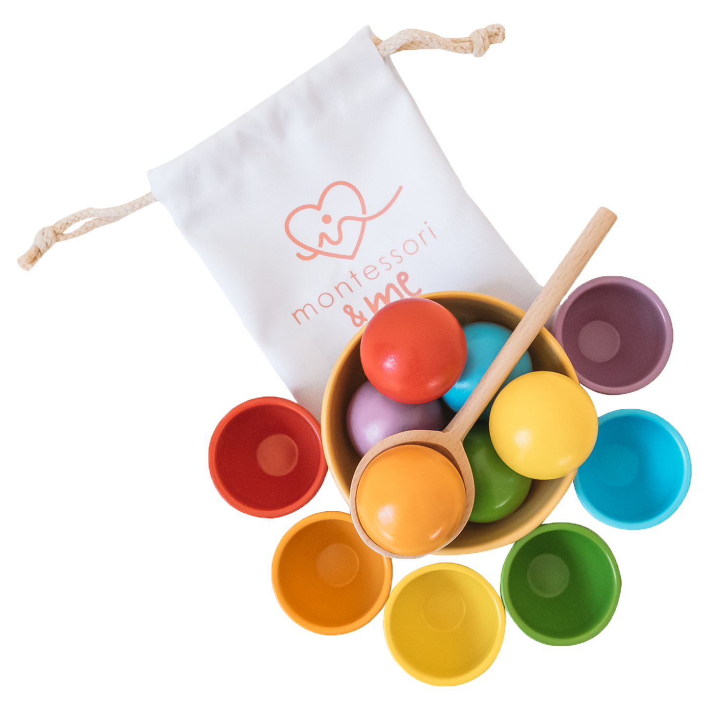 Rainbow Color Sorting Balls in Cups