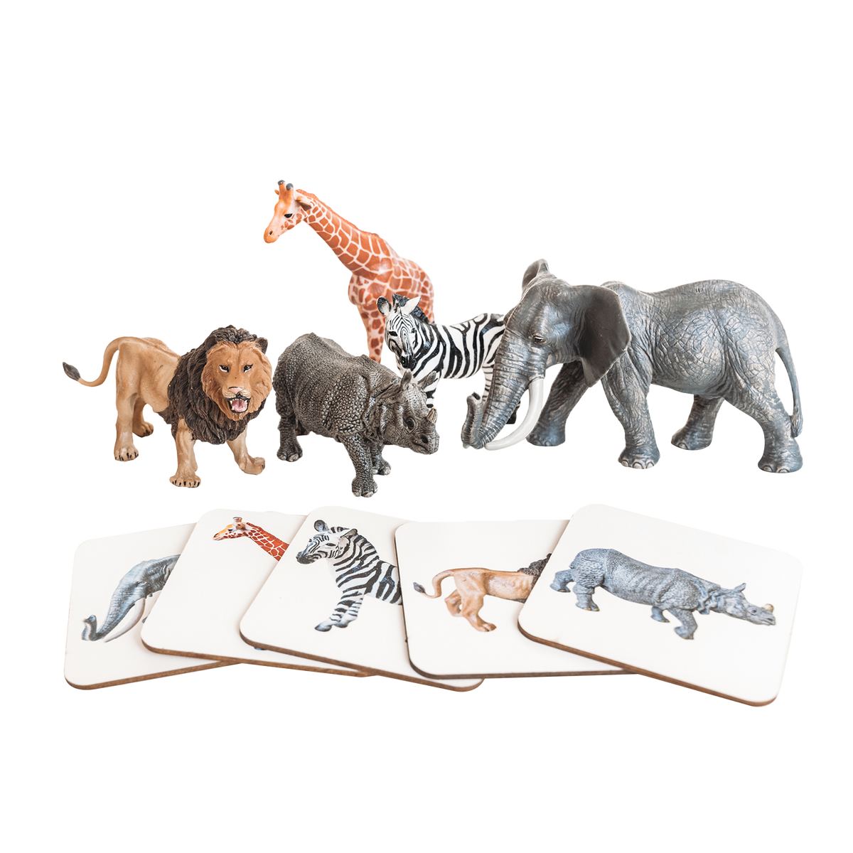 Safari Animals Toys Match Set Figurines Montessori & Me