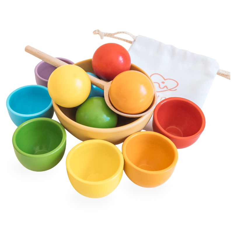 Rainbow Color Sorting Balls in Cups