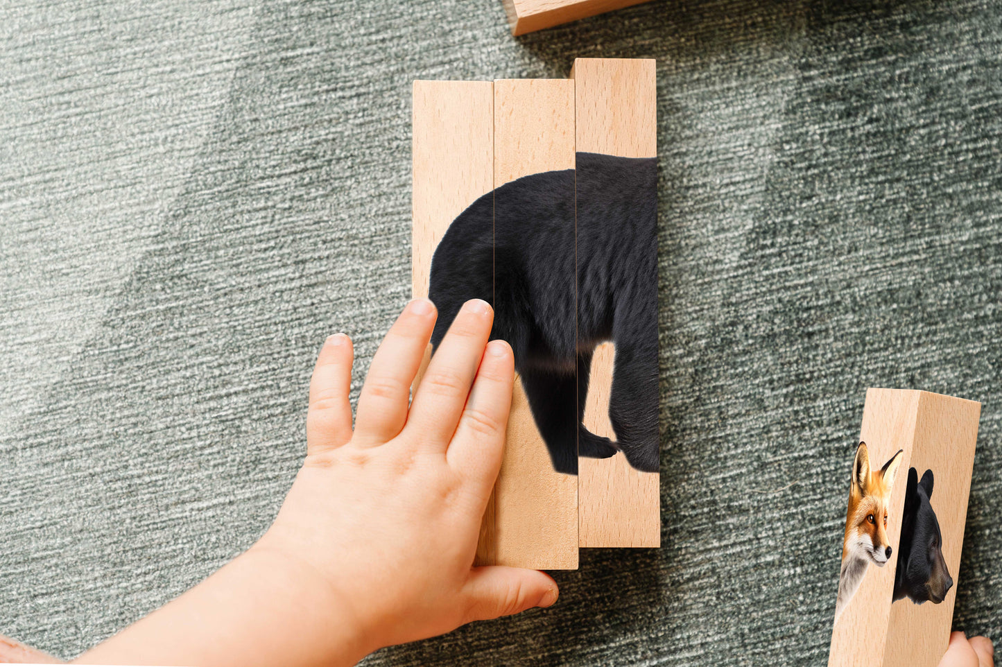 Montessori 4 in 1 Woodland Creature Block Puzzle