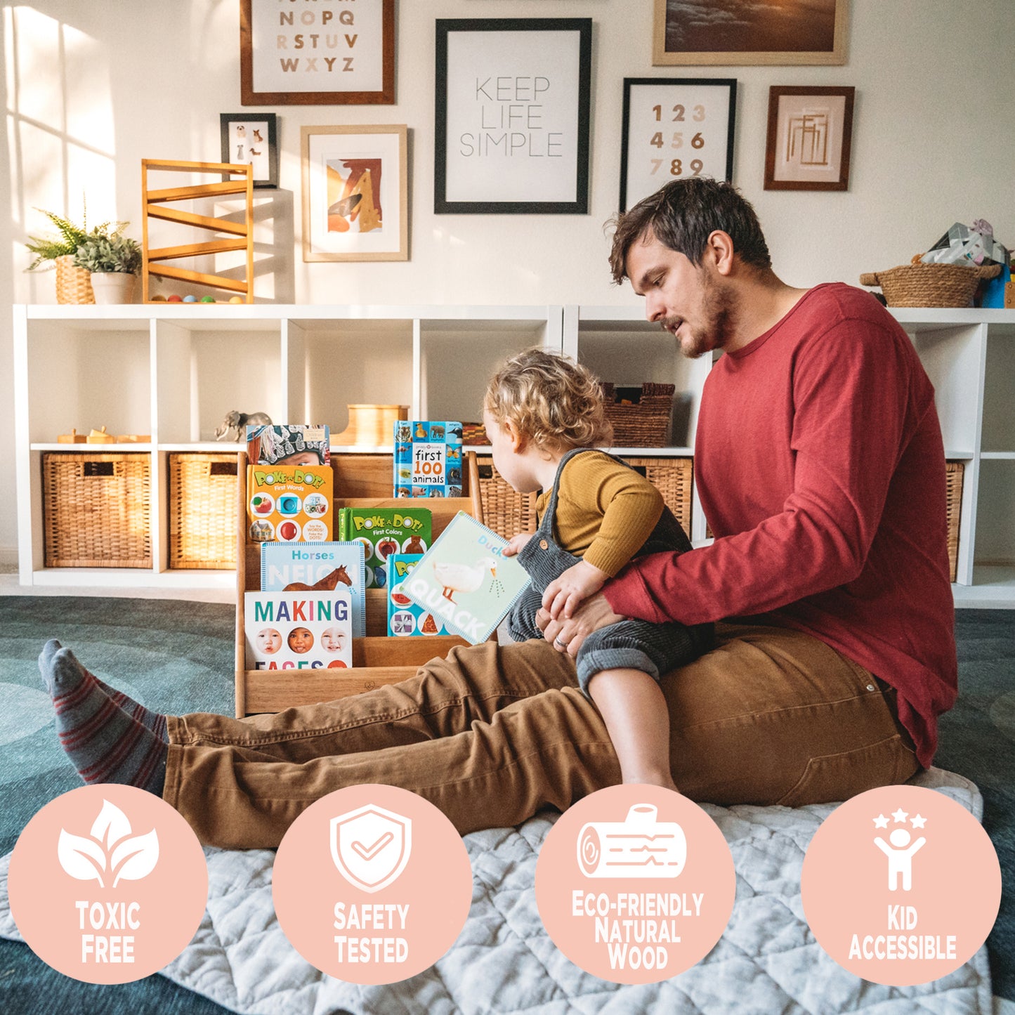 Montessori Bookshelf - Forward / Front Facing Bookcase Rack Display