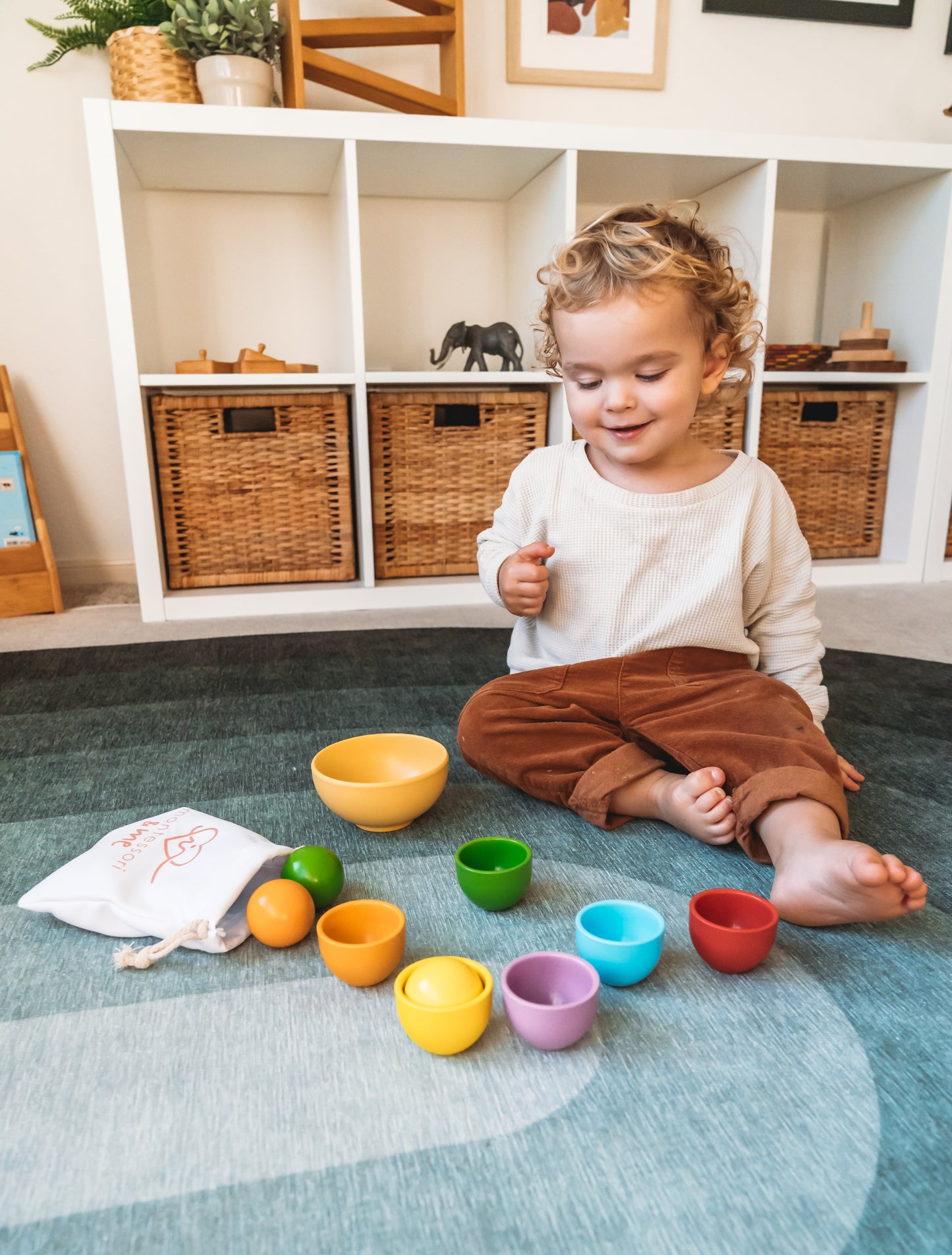 Rainbow Color Sorting Balls in Cups