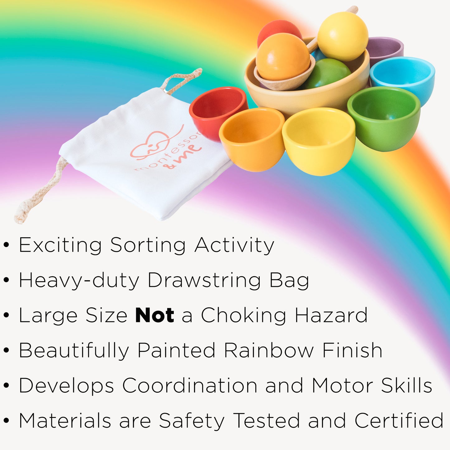 Rainbow Color Sorting Balls in Cups