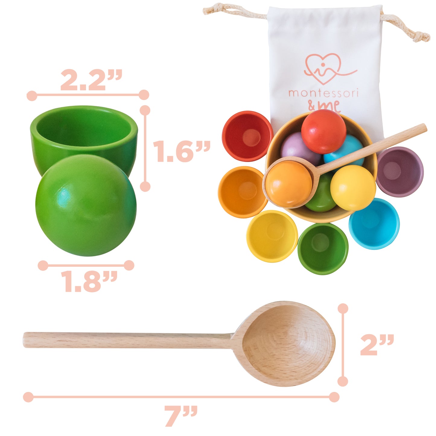 Rainbow Color Sorting Balls in Cups