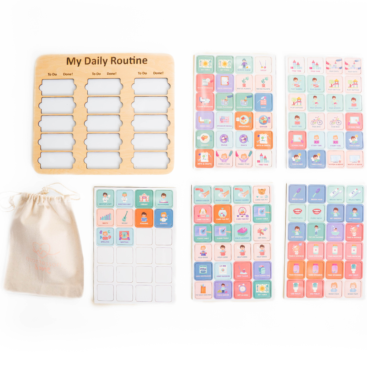 Routine Chart for Toddlers, Visual Schedule Board for Kids – Montessori ...