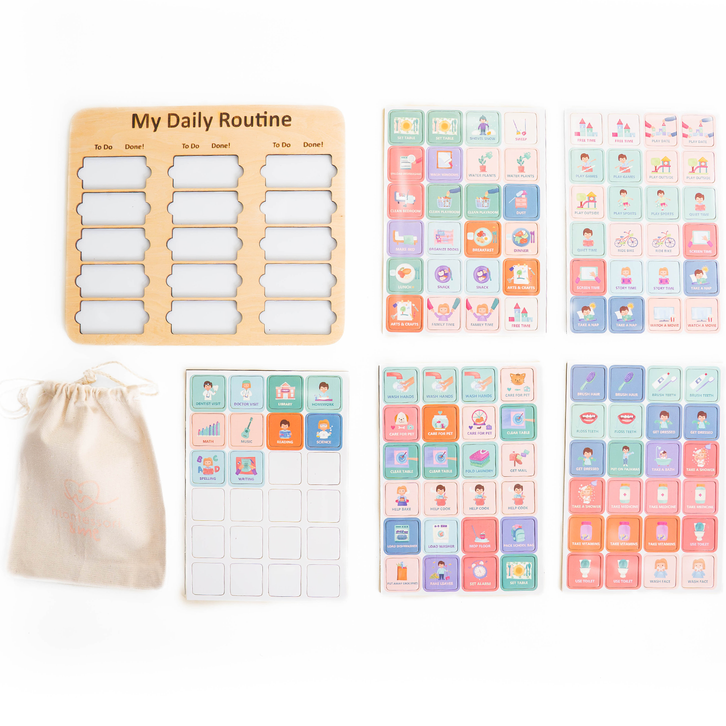Routine Chart for Toddlers, Visual Schedule Board for Kids