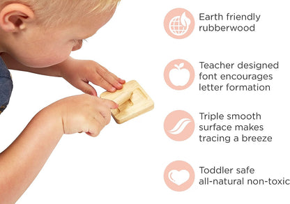 Montessori Wooden Alphabet Tracing Boards in use