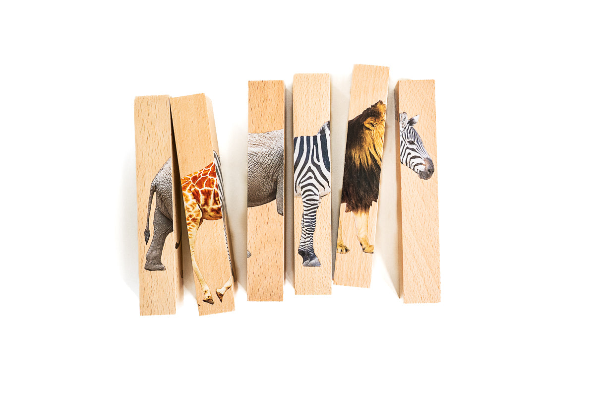 Montessori 4 in 1 Safari Animal Block Puzzle