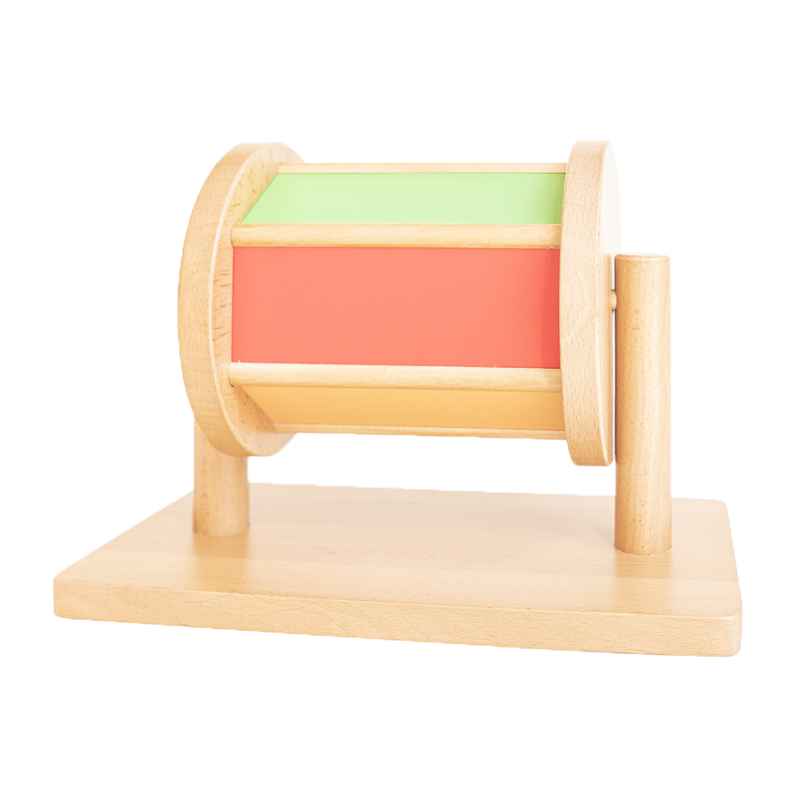 Montessori Rainbow Wooden Spinning Drum Toy For Babies 6-12 Months - Colorful Sensory Toy