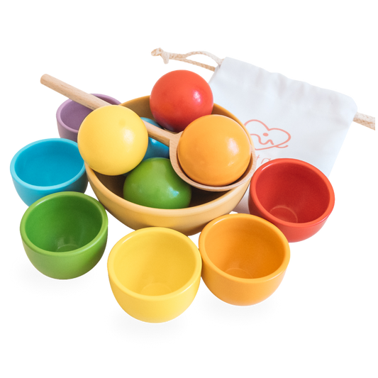 Rainbow Color Sorting Balls in Cups