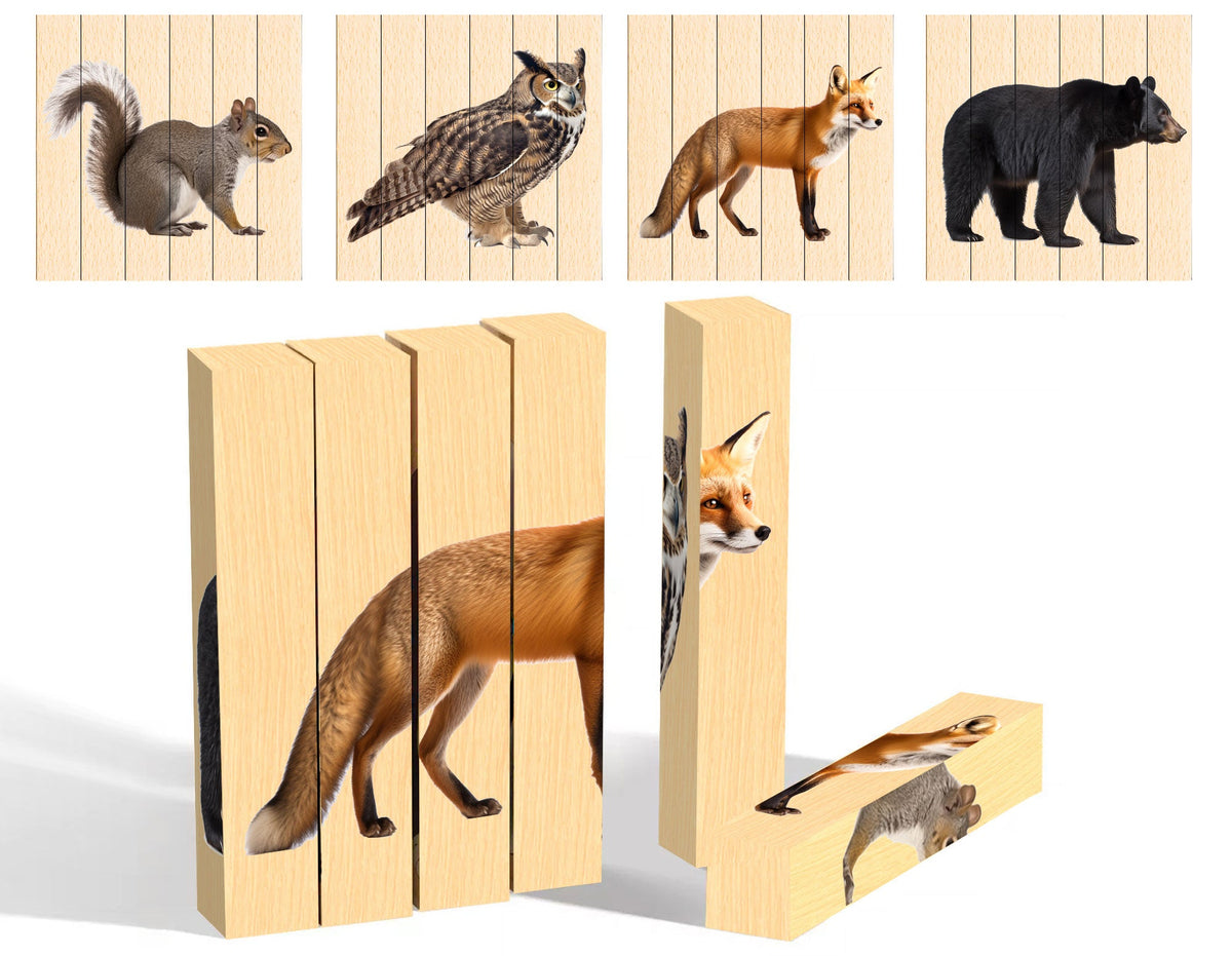 Woodland Creature 4-in-1 Block Puzzle