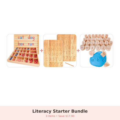 Literacy Starter Bundle (Movable Alphabet + Tracing Board + Stamps)
